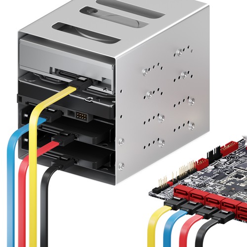 4x deleyCON 0,5m SATA 3 Datenkabel mit Clip - 2x Stecker gerade S-ATA 6Gb/s Bunt - Bild 5 von 5