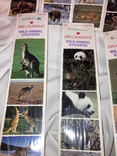 Mrs. Grossman’s Vintage Lot Of 9 Strips all Different WILD ANIMALS Stickers NEW! - Picture 6 of 10