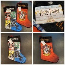2x Harry Potter CHRISTMAS STOCKINGS  new w tags 15"  20" Gryffindor Slytherin