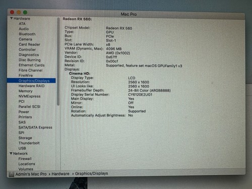 Apple Mac pro 5.1 2010 12 core 3.46Ghz IntelXeon64GB RAM 1TB SSD RX560 4GB (MSI) - Picture 15 of 15