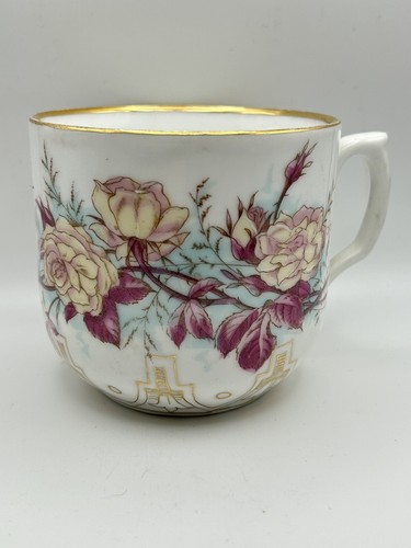 Vintage Mustache Cup Art Deco Floral Gold Gilt - Picture 11 of 11