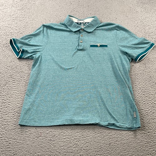 Ted Baker Poloshirt Herren Größe 6 Meliert Grün Baumwolle Kurzarm Tasche