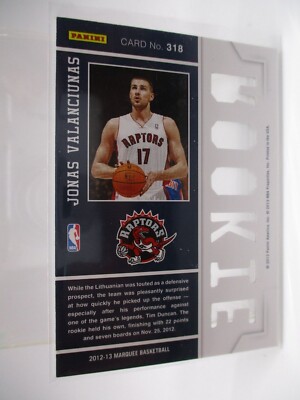 2012-13 Panini Marquee #318 Jonas Valanciunas RC RAPTORS | eBay
