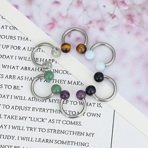 14G Surgical Steel Septum Ring Nose Hoop Mixed Stone Horseshoe Cartilage Earring - Picture 4 of 13