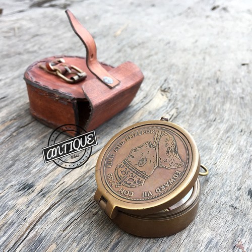 Vintage VINTAGE Army Compass Pocket with Leather Belt Case Military Camping - 第 7/7 張圖片