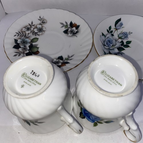 Pair Vtg Elizabethan Fine Bone China England Fine Bone China Teacups & Saucers!! - Picture 6 of 11