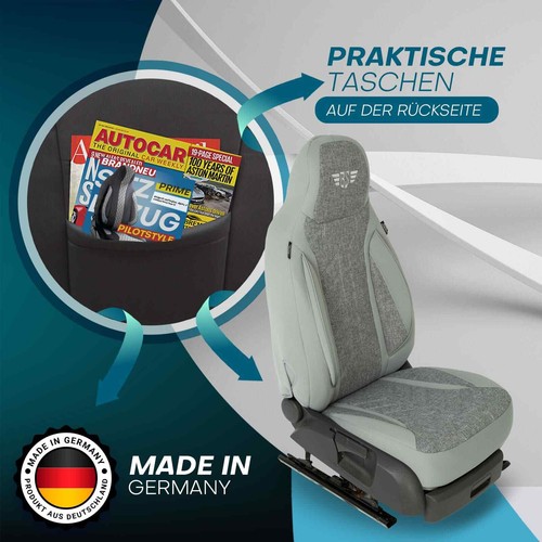 Fundas de asiento para autocaravana piloto adecuadas para Hobby Maxia Camper (gris) - Imagen 7 de 13