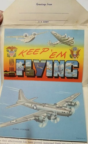 Vintage Fold Out Postcard --U.S. Army "Keep 'em Fighting!" With 11/2 Cent Stamp - Picture 5 of 10