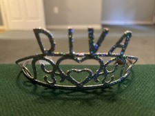 Diva Metal Silver Sparkle Glitter Costume Tiara With Combs