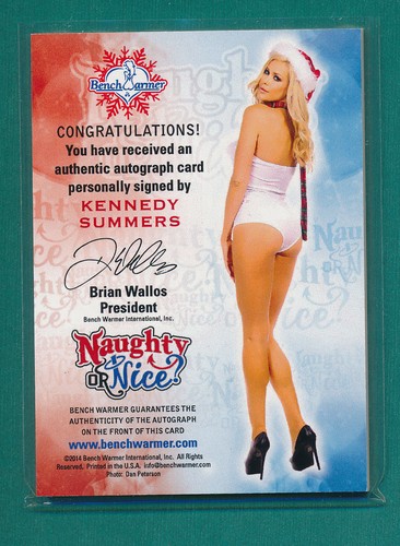 2014 Benchwarmer KENNEDY SUMMERS NAUGHTY OR NICE Auto Card 1/2  - Picture 2 of 2