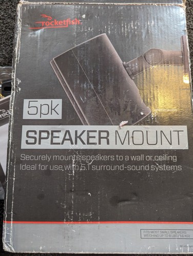 Rocketfish RF-HSWM5B Tilting Wall Mounts for Most Small Speakers 5-Pack