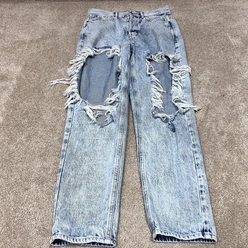 Pacsun Jeans Ultra High Rise Slim Blue Light Wash Distressed 5 Button Fly Sz 28 - Bild 5 von 13