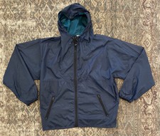 VTG 90s Navy Blue Helly Hansen Full Zip Nylon Windbreaker XL Rain Jacket