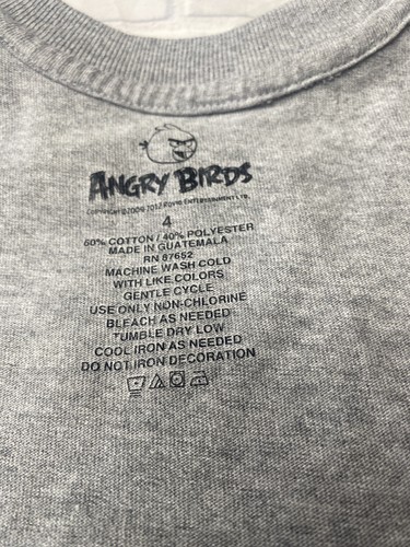 Angry Birds Kids Youth Size 4 Short Sleeve Sling And Slam Graphic Shirt Preowned - Picture 10 of 12