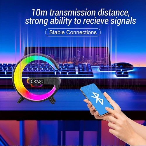 Lamp Smart G Bluetooth Speaker Wireless Charger RGB Alarm Clock Night Light AU - Picture 8 of 14