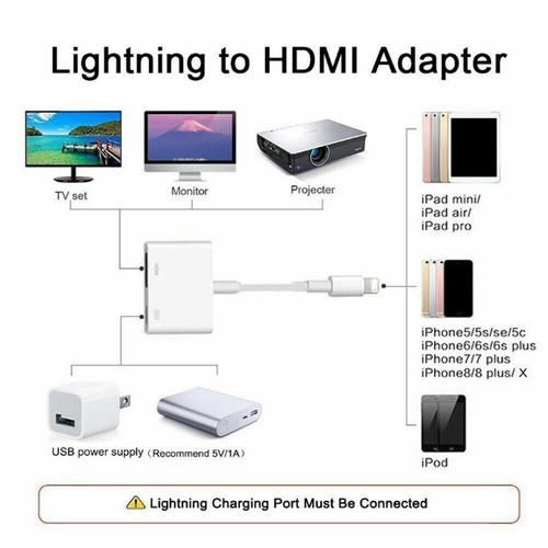 8 Pin Daten auf HDMI Digital AV Kabel Adapter für iPhone, iPad und iPod Modelle - Bild 9 von 10