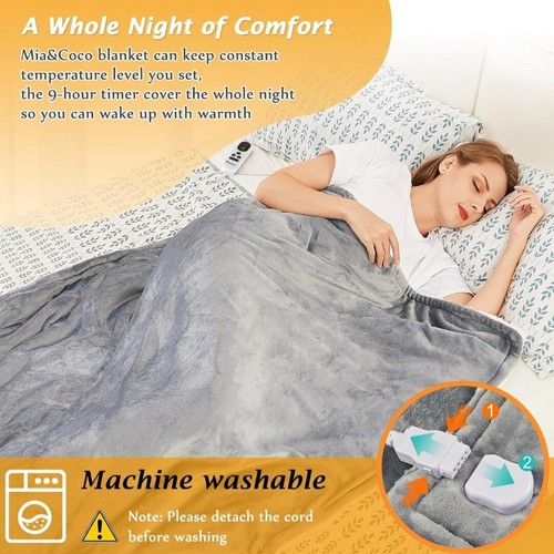 Electric Heated Throw Blanket 10 Heat Settings Washable Fleece Sherpa Timer (L) - Picture 20 of 56