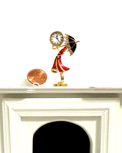Puppenhaus Miniatur Lady-In-The-Rain Uhr Kunst Maßstab 1:12 OOAK schön neu - Bild 2 von 12
