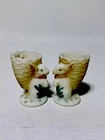 Fenton Egg Cups White Satin Bunny (pair) Hand Painted & Signed