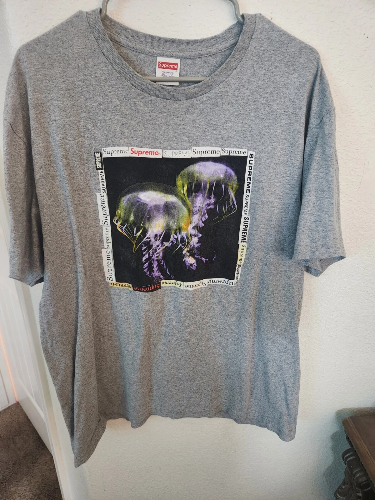 Tee shirt gris méduse Supreme SS18 à manches courtes unisexe taille grande 