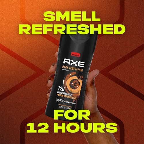 3 - Axe Body Wash Dark Temptation Chocolate 3-in-1 Men Face Hair Body 8.4 oz Ea - Picture 4 of 5