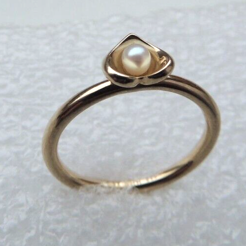 Anillo de oro amarillo con perla 333 HHN Hans Henrik Nygaard talla 5,5 - Imagen 3 de 4