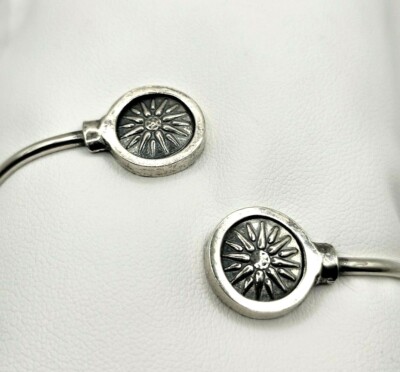 Handmade Sterling Silver 925 Ancient Greek Coin Vergina Sun Star Bangle  Bracelet