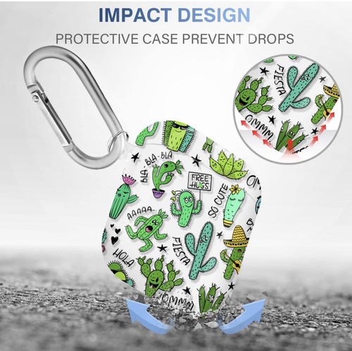 For Apple Airpods 1&2 Charging Case Clear Hard PC Cover, Cactus - Bild 2 von 5