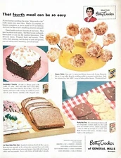 1953 Betty Crocker Vintage Print Ad General Mills Chocolate Cake Treats 