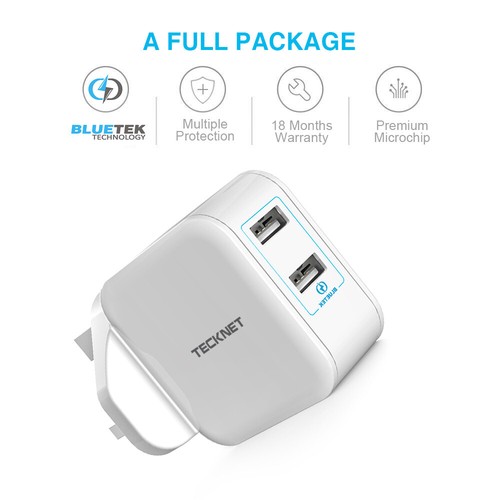 GENUINE Tecknet MICRO USB UK WALL CHARGER FOR NOKIA MICRO-USB PORT MOBILE PHONES - Picture 3 of 8