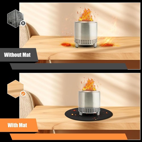 Outdoor 20"Round Under Grill Mat Fireproof Premium Fire Pit Mat Protector Deck - Picture 4 of 9