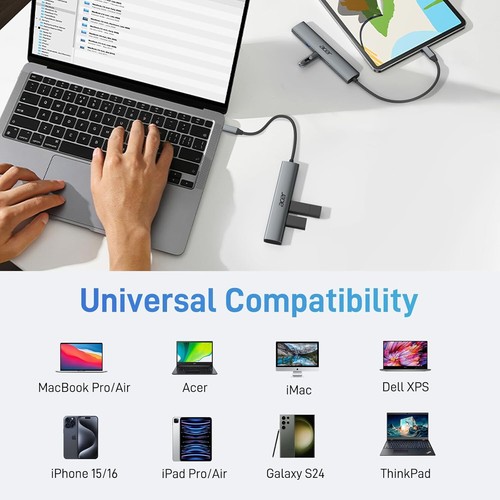 acer USB C Hub HDMI 4K, Aluminum 5-in-1 USB-C Multiport Adapter with 3 x USB-A - Picture 9 of 9