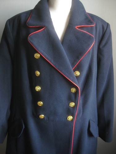 JOANNA HOPE MILITARY COAT UK 30 US26 LONG TRENCH navy blue duster machine wash - Picture 4 of 20