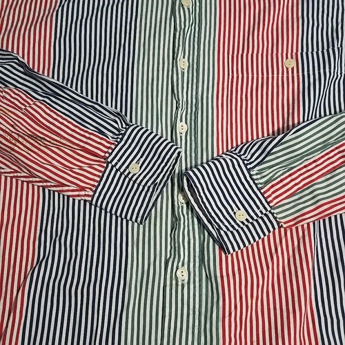 Vintage Chaps Ralph Lauren Shirt Mens 17.5 Striped Colorblock Button Down Cotton - Picture 4 of 10