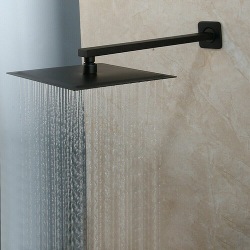 16 "Grifo de ducha de baño negro Set Cabezal de ducha cuadrado Bañera Mezclador Grifo de montaje en pared - Imagen 8 de 10