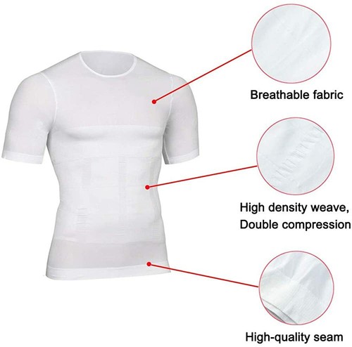 Men Slimming Body Shaper Gynecomastia Compression T-shirt Posture Corrector Tank - Picture 5 of 12
