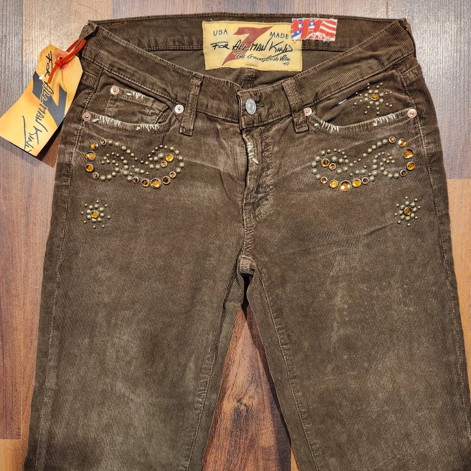 Pantalones de pana de pared 7 For All Mankind Great China cristales adornados 28 nuevos con etiquetas Foto 4 de 4