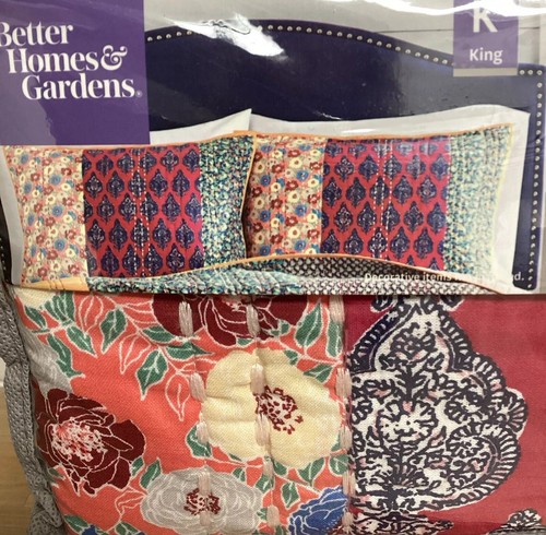 Better Homes & Gardens Bohemian Quilted King Pillow Shams Global Tiles Boho 2pcs - Picture 3 of 9