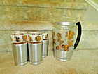 Vintage Everlast Hand Forged Hammered Aluminum Tumblers & Pitcher Drink set Rose