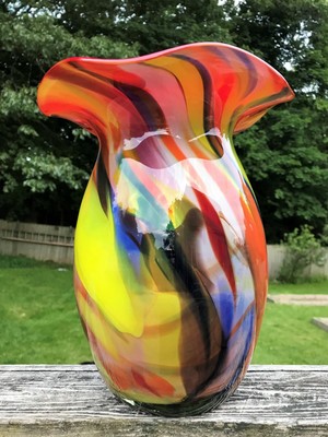 Gorgeous Krosno Jozefina Art Glass Multi Color Vase W Large
