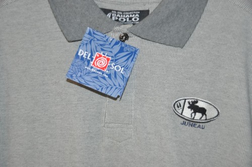 Mens Large Bahama Polo Del Sol Golf Juneau Moose Embroidered Shirt NWT Ash Gray - Picture 6 of 6