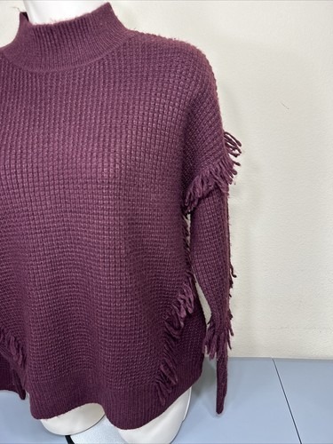 Michael Kors Damen Pullover Small Fransen Strick Mock Neck Merlot Flat Neu Pulli - Bild 5 von 10