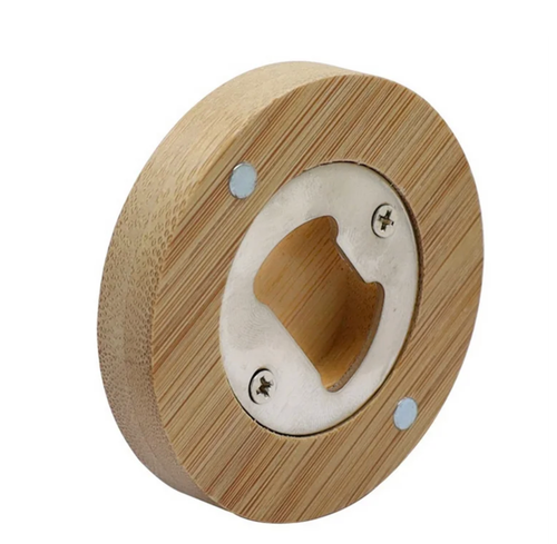 5pcs Blank Round Bamboo Bottle Openers Fridge Magnet for Refrigerator Engraving - Picture 9 of 9