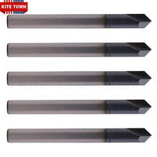 5Pcs 1/4" 2 Flute 90 Degree Carbide Chamfer Mills - Single End - AlTiN Coated