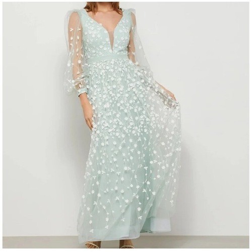 bcbgmaxazria Cheyenne Applikation Mint Spitze Abendkleid Maxi Hellgrün Kleid 6 - Bild 1 von 16