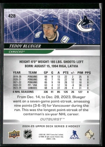2024-25 UPPER DECK SERIES 2 HOCKEY OUTBURST SPs-PICK FROM LIST! FINISH SETS! - Picture 165 of 181