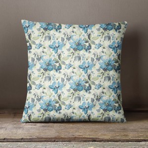 S4sassy Light Blue Floral Printed Cushion Cover Decorative Pillow