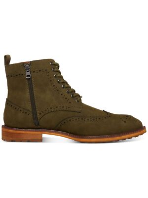 Madden Mens Olive Green Brogue Detailing Lace-Up Front Heel Pull-Tab Padded 8 MADDEN Mens Olive Green Brogue Detailing Lace-Up Front Heel  main image 4