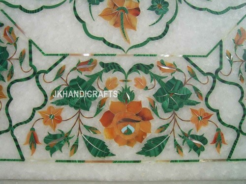 Mesa de centro de mármol de 24" incrustación floral piedras semipreciosas arte emporio - Imagen 2 de 5