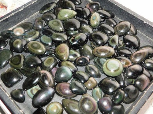 Natural Awesome Rainbow Obisidian Assorted Cab Mix Shape Gemstone Wholesale Lot - Picture 8 of 12